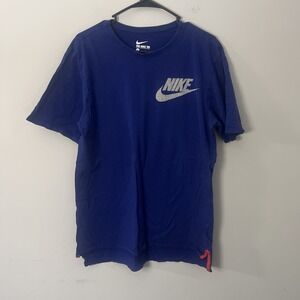 Nike Shirt Mens Large Blue The Nike Tee Gray Swoosh Logo Graphic Cotton Casual